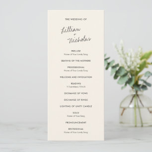 Elegant Ivory Modern Wedding Programme