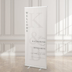 Elegant Ivory Modern Wedding Welcome Retractable Banner
