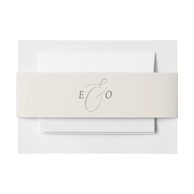 Elegant Ivory Monogram Cocoa Wedding Invitation Belly Band (Front Example)