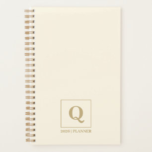 Elegant Ivory monogram Planner Custom Gift