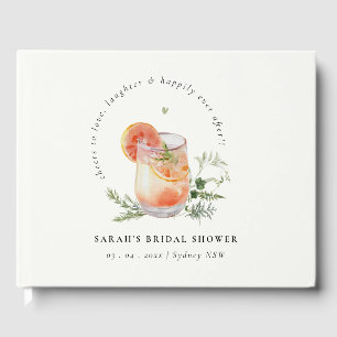 Elegant Ivory Orange Green Cocktail Bridal Shower  Guest Book