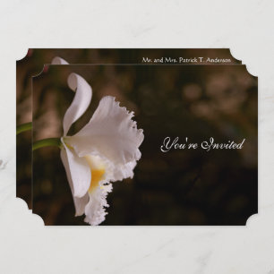 Elegant Ivory Orchid Earth Tone Wedding Invitation