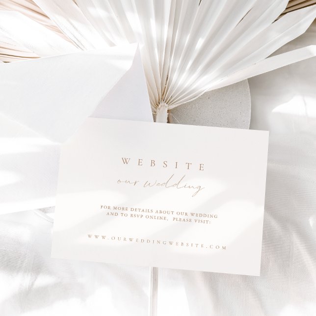 Elegant Ivory & Pale Taupe Wedding Website Card (Creator Uploaded)