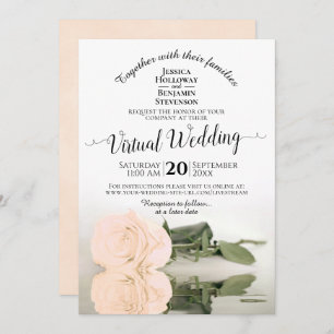 Elegant Ivory Peach Romantic Rose Virtual Wedding Invitation