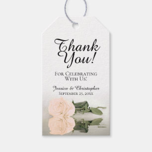 Elegant Ivory Peach Rose Wedding Thank You Gift Tags