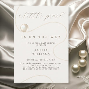 Elegant Ivory Pearl Script Baby Shower Invitation