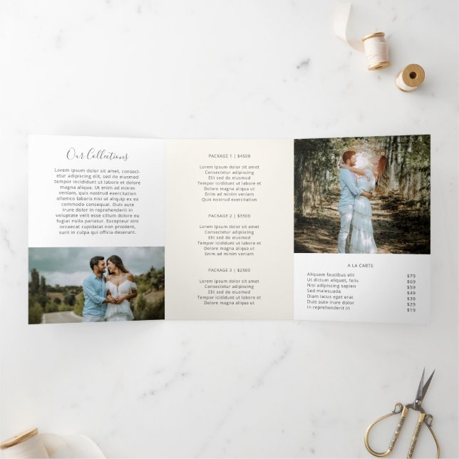 Elegant Ivory Photo Photography Trifold Brochure (Inside)