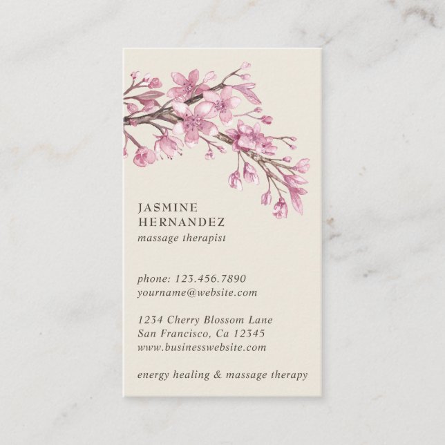 Elegant Ivory Pink Floral Business Card (Front)