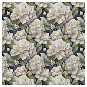 Elegant ivory pink green navy watercolor floral fabric