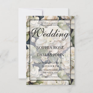 Elegant ivory pink green navy watercolor floral invitation