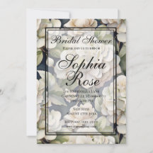 Elegant ivory pink green navy watercolor floral