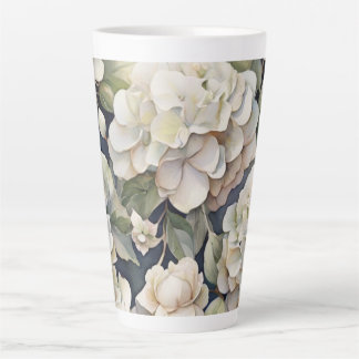 Elegant ivory pink green navy watercolor floral latte mug