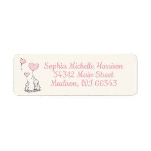 Elegant Ivory & Pink Heart Balloons and Elephants