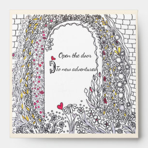 Elegant Ivory & Pink Heart Garden Door Envelope