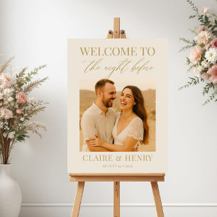 Elegant Ivory Rehearsal Dinner Photo Wedding Poster
