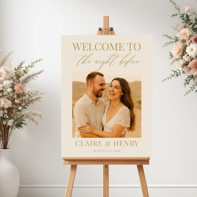 Elegant Ivory Rehearsal Dinner Photo Wedding Poster (Creator Uploaded)
