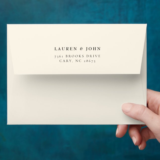Elegant Ivory Return address wedding Envelope  (Hand)