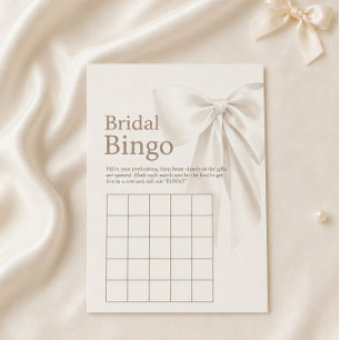 Elegant Ivory Romantic Bow Bridal Shower Bingo