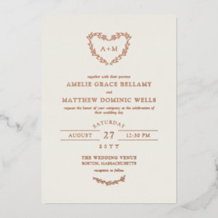 Elegant Ivory & Rose Gold Heart Wreath Wedding