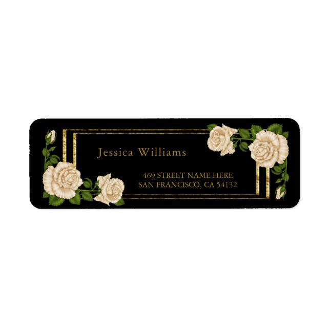 Elegant Ivory Roses & Gold Glitter (Front)