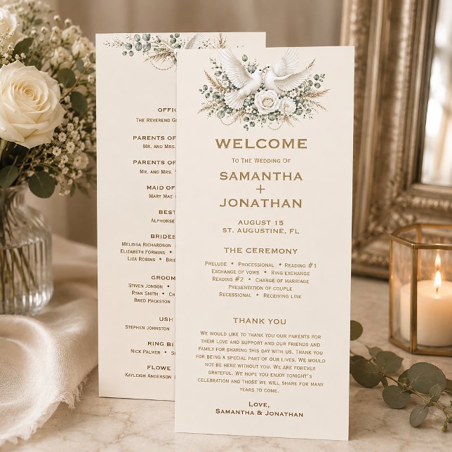 Elegant Ivory Roses Pearls Doves | Programme (Creator Uploaded)