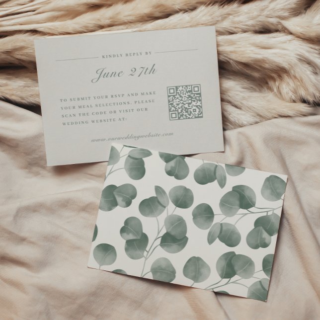 Elegant Ivory & Sage Fall Botanical Wedding RSVP Card (Creator Uploaded)