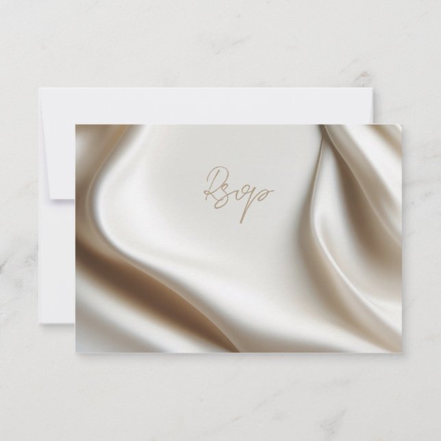 Elegant ivory satin rsvp with meal choices (Back)
