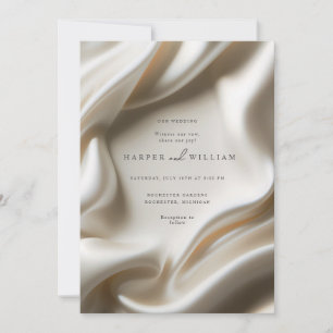 Elegant ivory satin wedding invitation