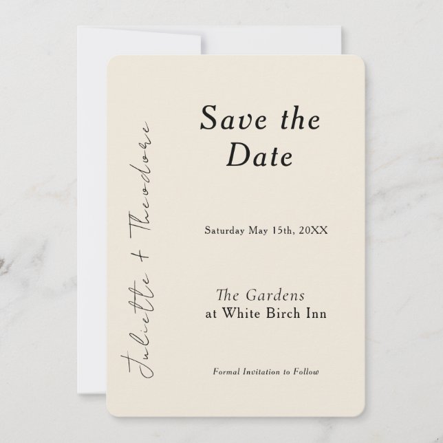 Elegant Ivory Save the Date (Front)