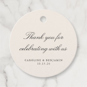 Elegant Ivory Script Wedding Custom Thank You Favour Tags