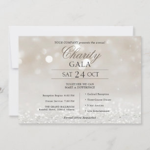 Elegant Ivory Silk Company Charity Gala Invitation