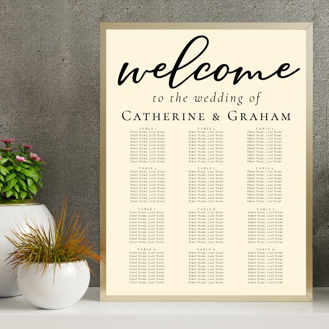 Elegant Ivory Simple Script Wedding Seating Chart (Creator Uploaded)