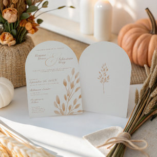 Elegant Ivory & Terracotta Fall Wedding Arch Invitation
