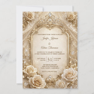 Elegant Ivory Vintage Lace Wedding Invitation