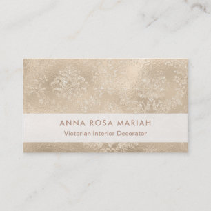 *~* Elegant Ivory Vintage Victorian Floral Damask Business Card