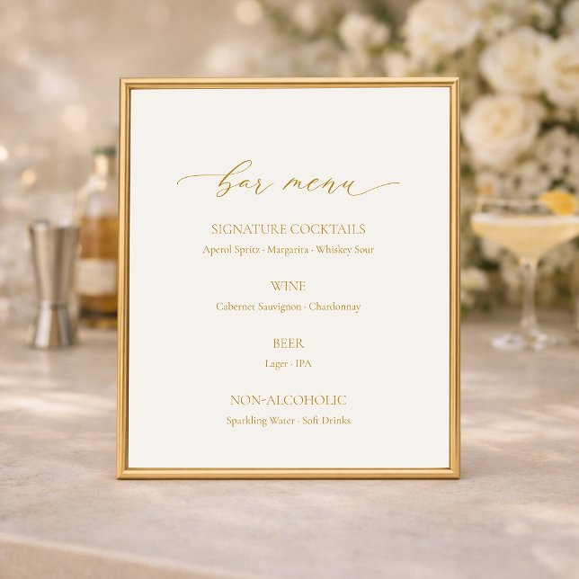 Elegant Ivory Wedding Bar Menu Sign (Creator Uploaded)