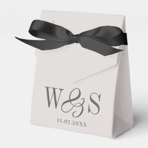 Elegant Ivory Wedding Couples Initials Favour Box