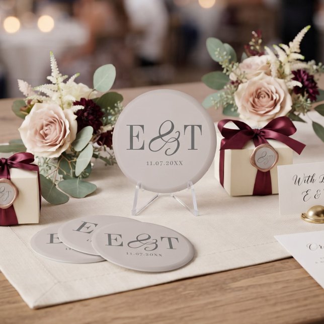 Elegant Ivory Wedding Couples Initials Magnet (Creator Uploaded)