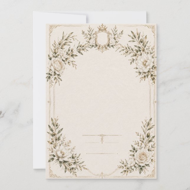 Elegant Ivory Wedding Invitation with Champagne  (Front)