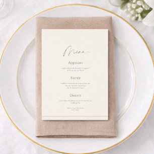 Elegant Ivory Wedding Menu with Thank You Card 