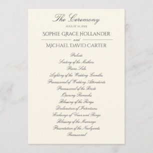 Elegant Ivory Wedding Program Programme
