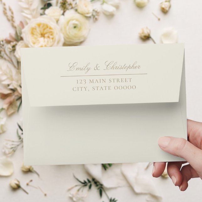 Elegant Ivory Wedding Return Address Envelope (Creator Uploaded)