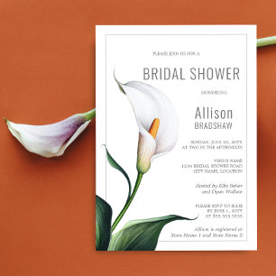 Elegant Ivory White Calla Lily Bridal Shower Invitation