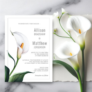Elegant Ivory White Calla Lily Wedding Invitation