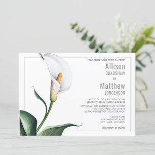 Elegant Ivory White Calla Lily Wedding Invitation