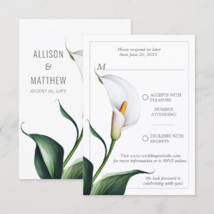 Elegant Ivory White Calla Lily Wedding RSVP Card