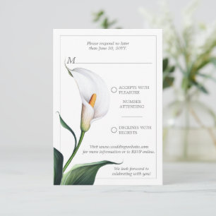 Elegant Ivory White Calla Lily Wedding RSVP Card