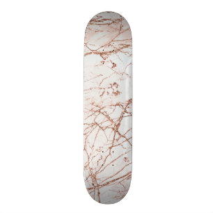 Elegant ivory white faux rose gold glitter marble skateboard