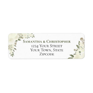Elegant Ivory White Floral Wedding Return Address