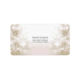 Elegant Ivory White Flowers Address Label